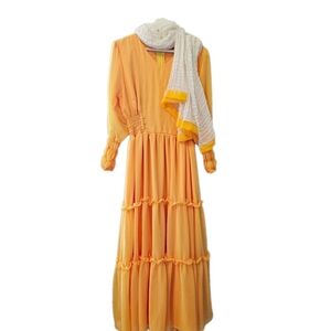 Elegant Yellow Maxi Chiffon Dress with Netsela